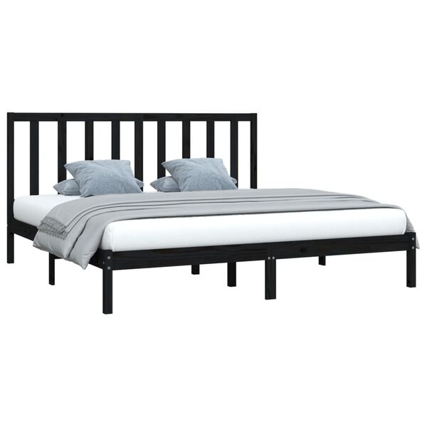 vidaXL Estrutura de cama 200x200 cm pinho maci&ccedil;o preto