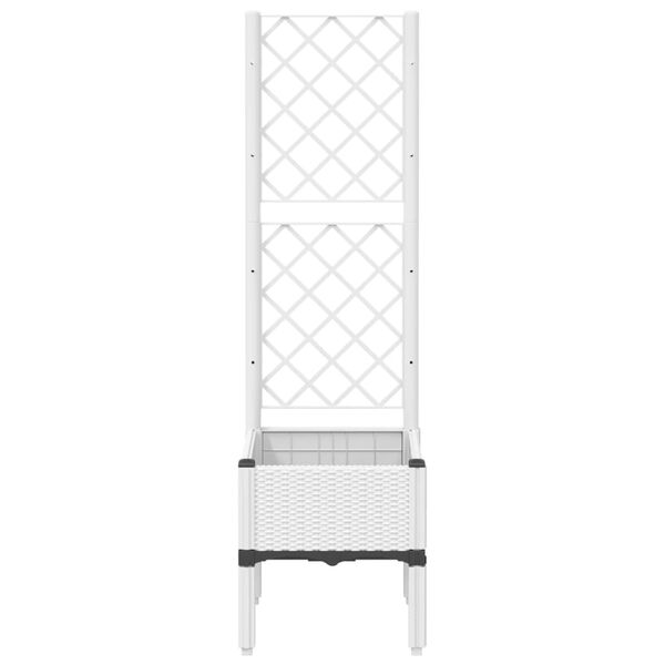vidaXL Vaso/floreira de jardim c/ treli&ccedil;a 40x40x142 cm PP branco