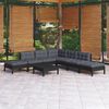 vidaXL 8 pcs conjunto lounge de jardim c/ almofad&otilde;es pinho preto