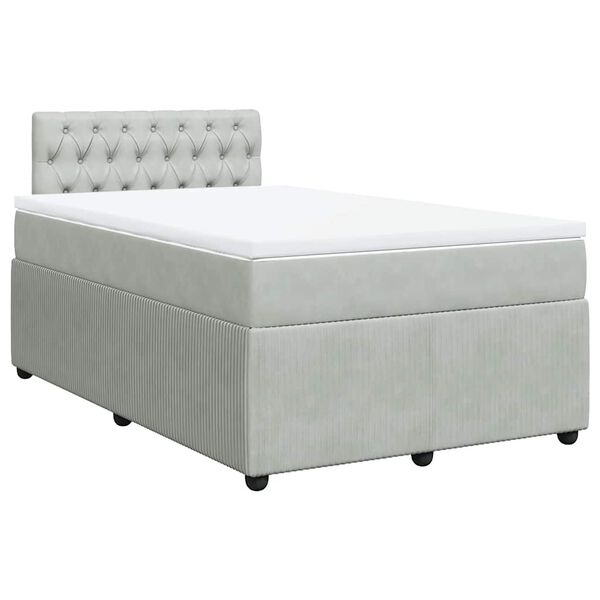 vidaXL Cama boxspring c/ colch&atilde;o 120x200 cm veludo cinzento-claro