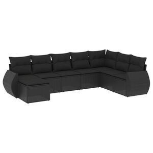 vidaXL 8 pcs conjunto sof&aacute;s de jardim com almofad&otilde;es vime PE preto