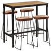 vidaXL 5 pcs conj. de bar madeira de mangueira &aacute;spera maci&ccedil;a e metal