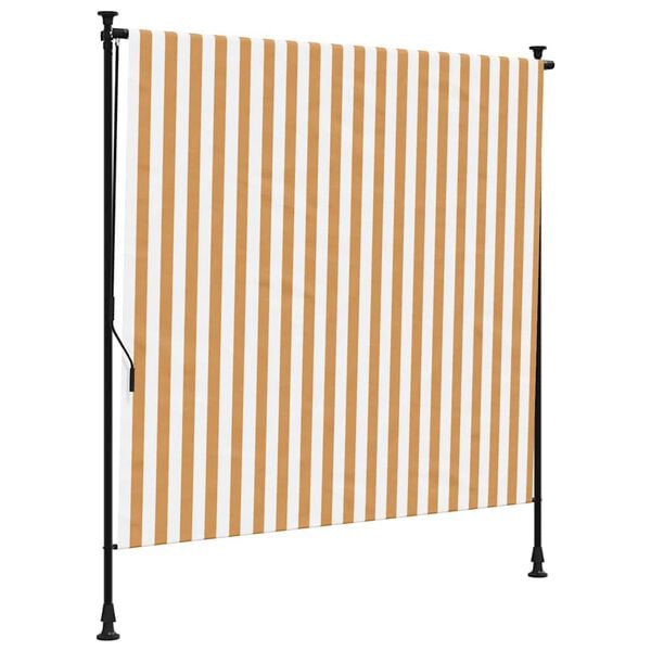 vidaXL Estore de rolo exterior 200x270 cm tecido/a&ccedil;o laranja e branco