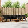vidaXL Conjunto de Sof&aacute;s para Exterior 7 pcs Natural e Preto