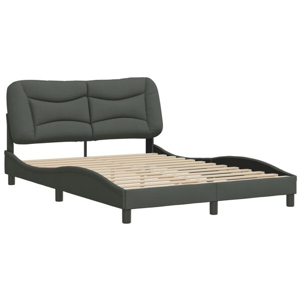 vidaXL Estrutura de cama sem colchão Hvar 120x200 cm tecido cinzento-escuro