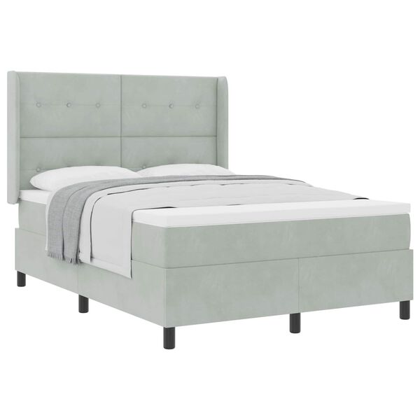 vidaXL Cama Box com cabeceira Cinzento-claro 160 x 200 cm Veludo