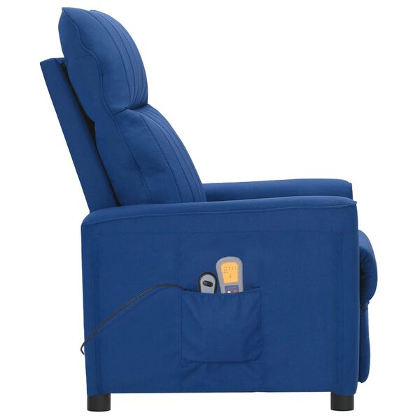 vidaXL Poltrona de massagens elétrica tecido azul