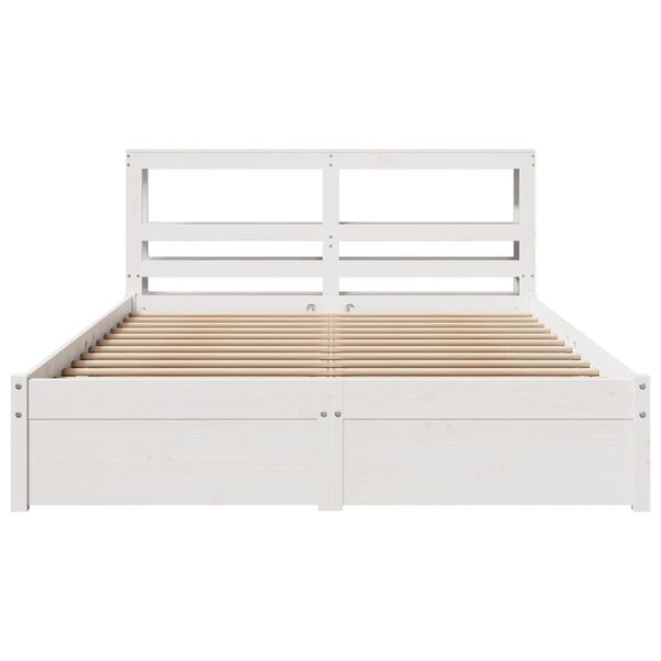 vidaXL Estrutura de cama c/ cabeceira 150x200 cm pinho maci&ccedil;o branco