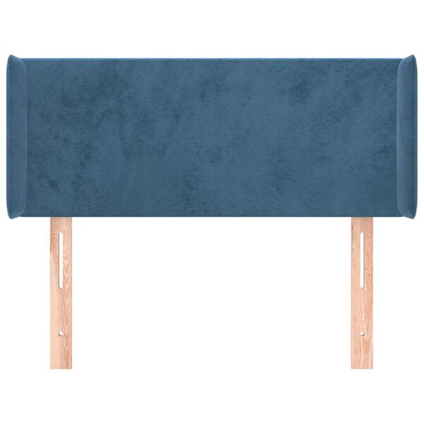 vidaXL Cabeceira de cama c/ abas veludo 83x16x78/88 cm azul-escuro