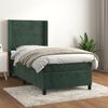 vidaXL Cama com molas/colch&atilde;o 90x200 cm veludo verde-escuro
