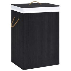 vidaXL Cesto para roupa suja c/ sec&ccedil;&atilde;o &uacute;nica bambu preto