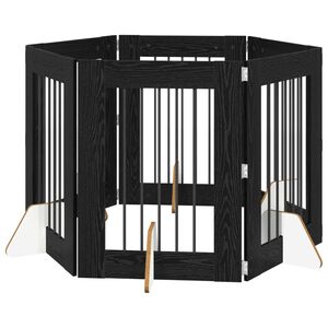 vidaXL Port&atilde;o de C&atilde;o com Suportes 6 pcs Carvalho Preto 60 x 80 cm