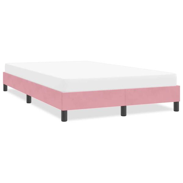vidaXL Estrutura de cama sem colch&atilde;o 120x220 cm veludo rosa
