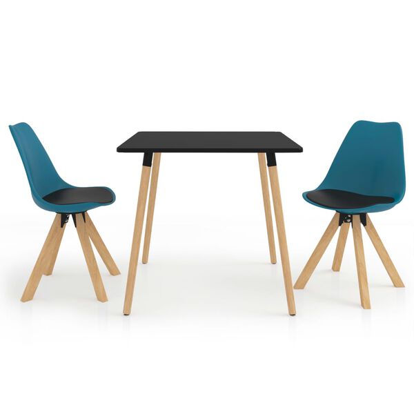 vidaXL 3 pcs conjunto de jantar preto e turquesa