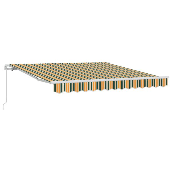 vidaXL Toldo Riscas Verde e amarelo 3 x 2,5 m Poliéster e metal
