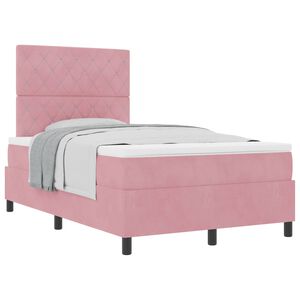 vidaXL Cama Box com colch&atilde;o com cabeceira Rosa 120 x 190 cm tecido