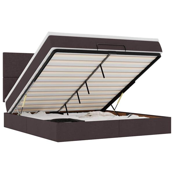vidaXL Estrutura de cama otomana com colch&atilde;o tecido castanho escuro