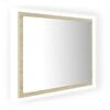 vidaXL Espelho casa banho c/ LED 60x8,5x37 cm acr&iacute;lico carvalho sonoma