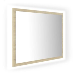 vidaXL Espelho casa banho c/ LED 60x8,5x37 cm acr&iacute;lico carvalho sonoma