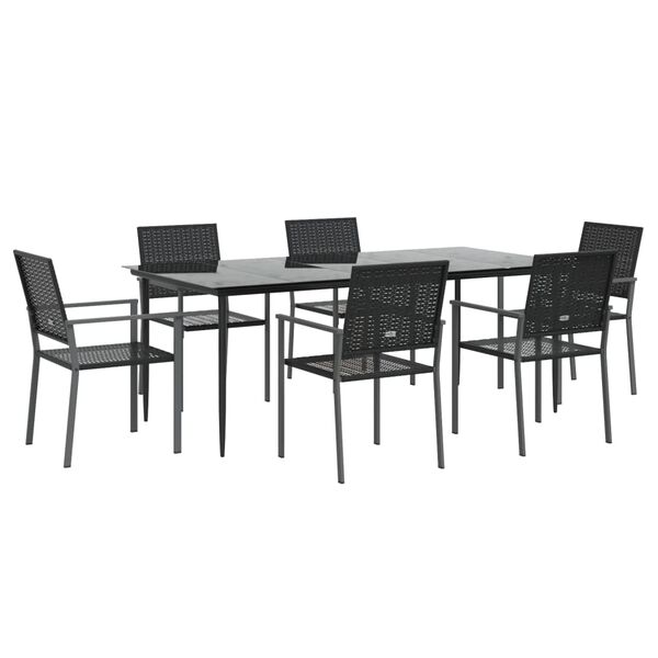 vidaXL 7 pcs conjunto de jantar p/ jardim vime PE e a&ccedil;o