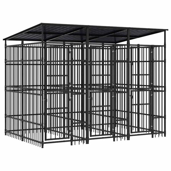 vidaXL Canil de exterior com telhado 5,53 m&sup2; a&ccedil;o