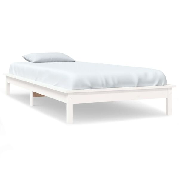 vidaXL Estrutura de cama 90x200 cm pinho maci&ccedil;o branco