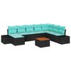vidaXL Conjunto de Sof&aacute; de Jardim 9 unid. Preto vime PE