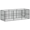 vidaXL Parque para c&atilde;es com 8 pain&eacute;is a&ccedil;o galvanizado preto