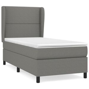 vidaXL Cama com molas/colch&atilde;o 90x190 cm tecido cinza-escuro