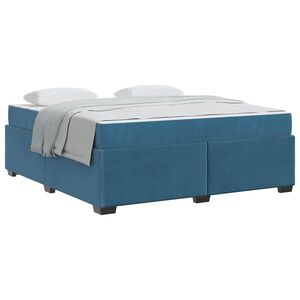 vidaXL Estrutura da Cama com colch&atilde;o Azul Escuro 180 x 200 cm tecido
