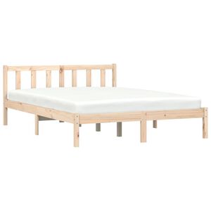 vidaXL Estrutura da Cama Natural 152 x 203 cm Madeira de Pinho S&oacute;lido