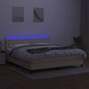 vidaXL Cama box spring c/ colch&atilde;o e LED 180x200 cm tecido cor creme