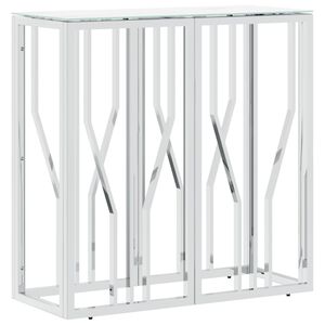 vidaXL Mesa consola 70x30x70 cm aço inoxidável e vidro prateado