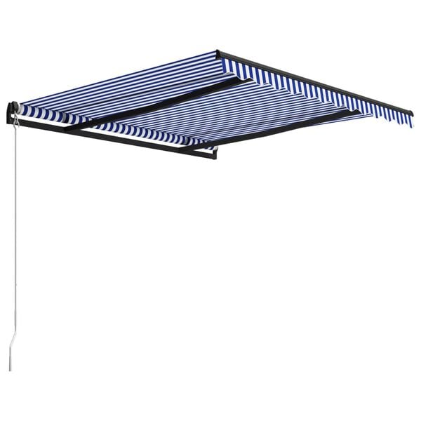 vidaXL Toldo retr&aacute;til manual 300x250 cm azul e branco