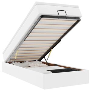 moldura de cama s&iacute;riaXL otomana com colch&atilde;o branco couro falso