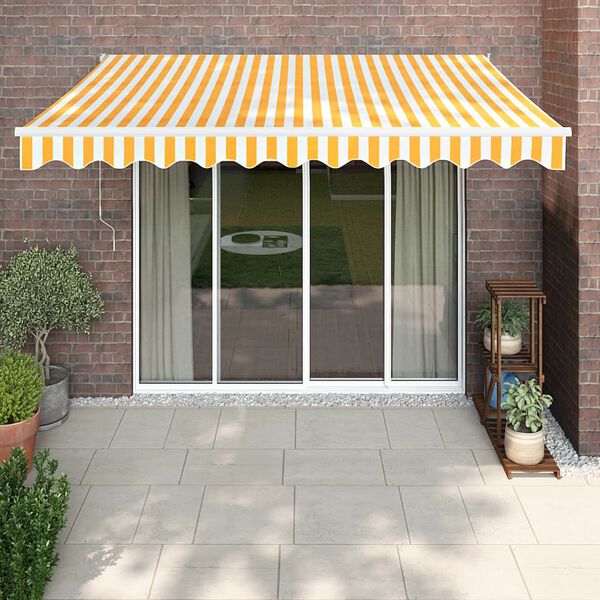 vidaXL Toldo retr&aacute;til 3x2,5 m tecido e alum&iacute;nio amarelo e branco