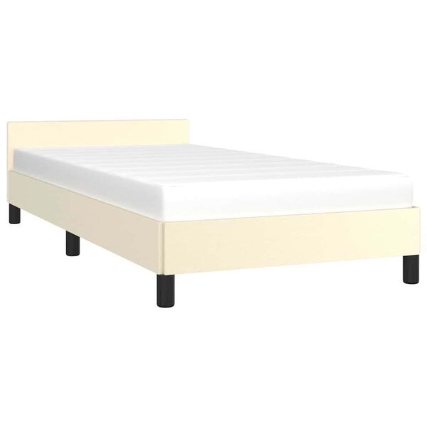 vidaXL Estrutura cama c/ cabeceira sem colchão 90x200 cm creme