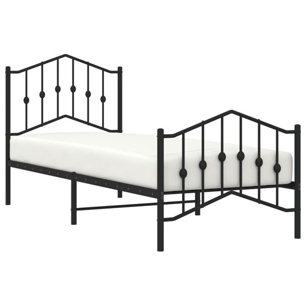 vidaXL Estrutura de cama com cabeceira e p&eacute;s 90x200 cm metal preto