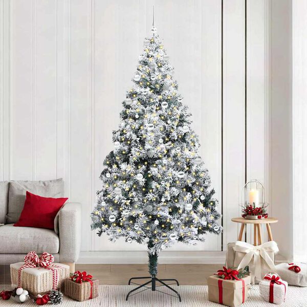 vidaXL &Aacute;rvore de Natal Artificial Branco 240 cm PVC, A&ccedil;o e Pl&aacute;stico