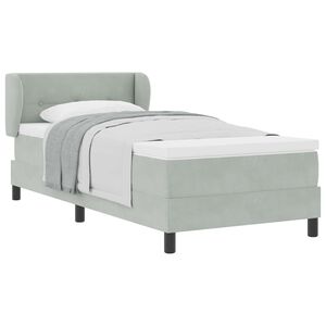 vidaXL Cama Box com colch&atilde;o Cinzento-claro 80 x 200 cm Veludo