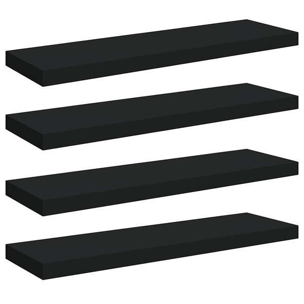 vidaXL Prateleiras parede suspensas 4 pcs 80x23,5x3,8cm MDF preto