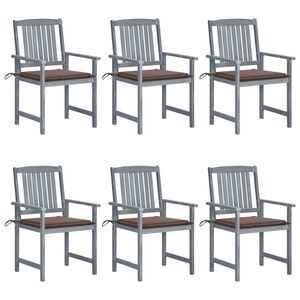 vidaXL Cadeiras de jardim c/ almofad&otilde;es 6 pcs ac&aacute;cia maci&ccedil;a cinzento