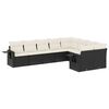 vidaXL 9 pcs conjunto de sof&aacute;s p/ jardim c/ almofad&otilde;es vime PE preto