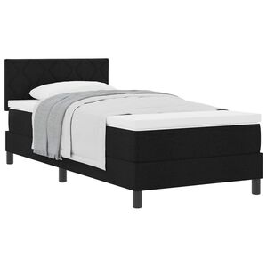 vidaXL Cama Box com colch&atilde;o com cabeceira Preto 90 x 190 cm tecido