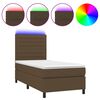 vidaXL Cama box spring c/ colch&atilde;o/LED 80x200cm tecido castanho-escuro