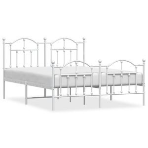 vidaXL Estrutura de cama com cabeceira e p&eacute;s 140x200 cm metal branco