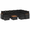 vidaXL 10 pcs conjunto sof&aacute;s de jardim c/ almofad&otilde;es vime PE preto