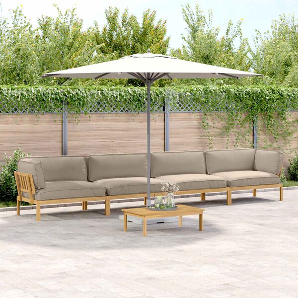 vidaXL Conjunto de Sof&aacute;s com almofada Liso 5 pcs Cinzento-acastanhado