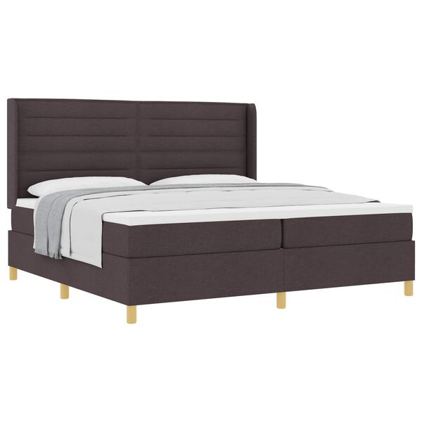 vidaXL Cama Box com colch&atilde;o Marrom Escuro 200 x 200 cm tecido