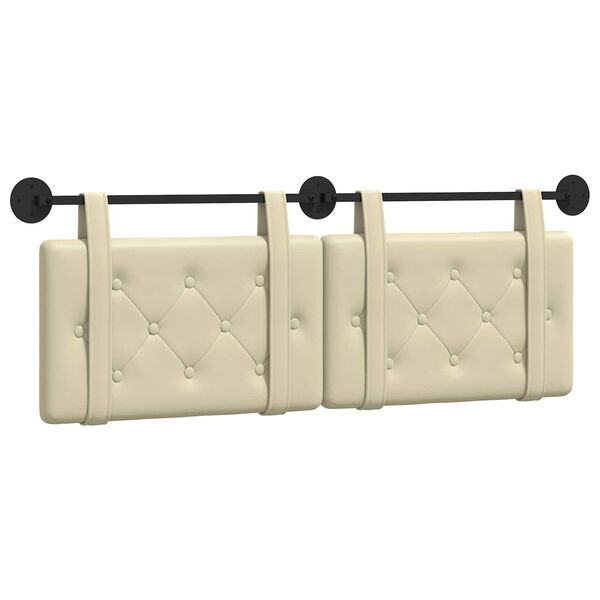 vidaXL Cabeceira Suspensa Creme 150 x 55 x 5 cm Couro Sint&eacute;tico